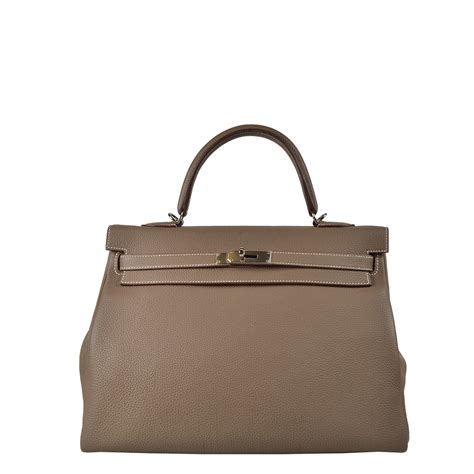 Hermès Etoupe Togo Kelly 35 Retourne Palladium Hardware, 